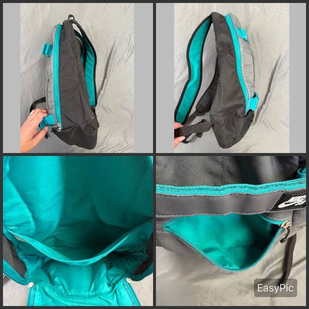 Nike SB Embarca Medium Backpack Grey Black Teal BA4686-010 Board Straps